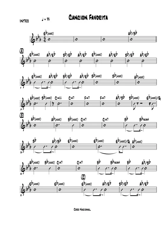 Primera página de la partitura de Canción Favorita