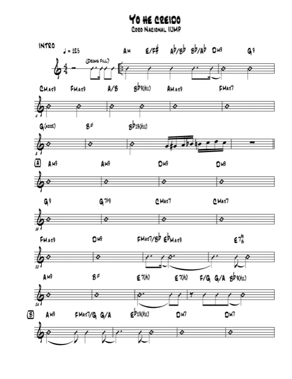 Primera página de la partitura de Yo he creído